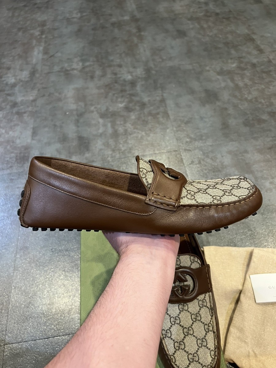 New Gucci GG Supreme mens leather moccasin driver loafers  display picture 2