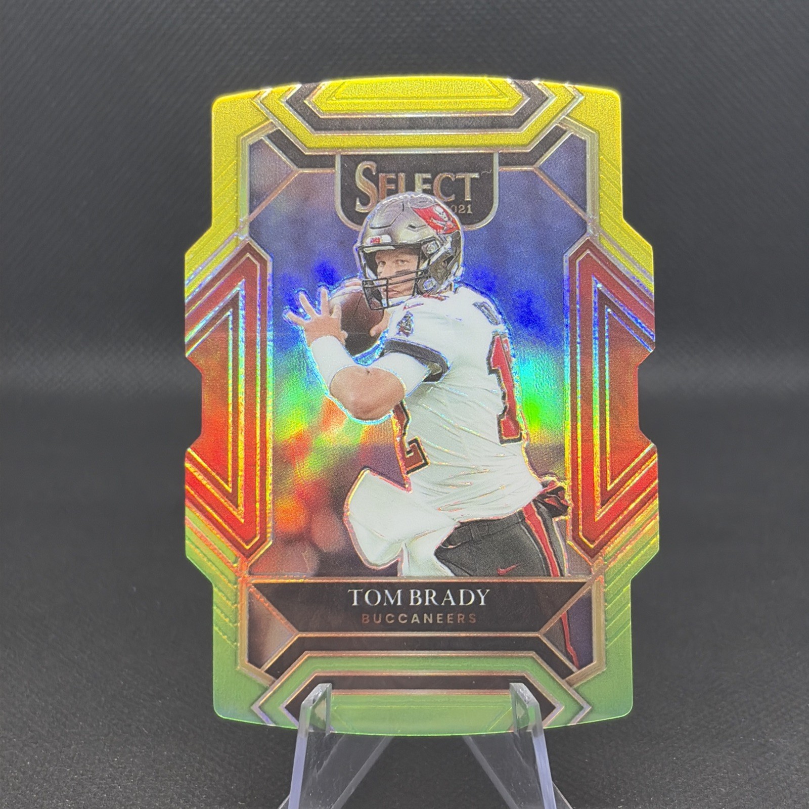 Tom Brady 2021 Select Yellow and Red Club Level Die Cut Tampa Bay Buccaneers