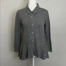 Abercrombie Slub Cotton Collared Peplum Shirt Size Small