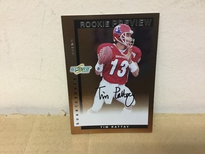 Tim Rattay Autographed Card - 2000 Score Football - Rookie Preview - 49er's