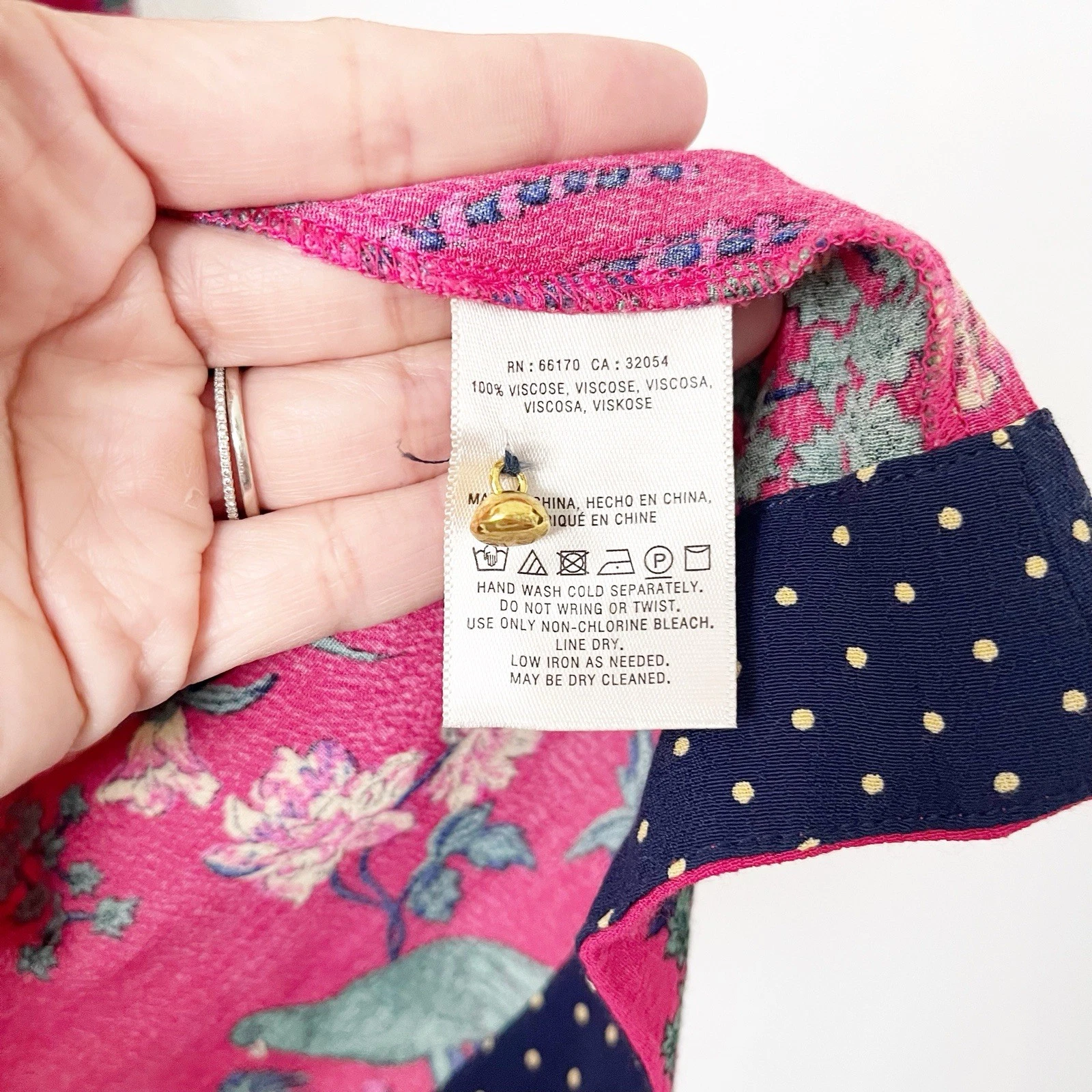 PALM ANGELS Abito Anthropologie rosa navy stampa floreale uccellino taglia 0P