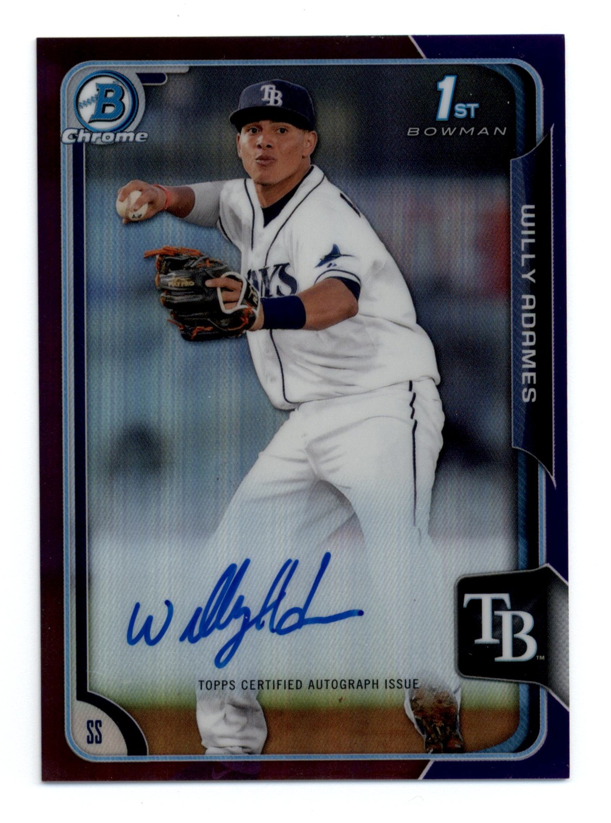 2015 Bowman Chrome Prospect Autographs Purple Refractors Willy Adames 1st /250