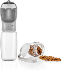 2-in-1 Dog Water Bottle 19oz Leak Proof Feeder with Food Container for Pets XL 