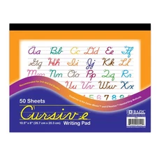 BAZIC Cursive Writing Pad 50 Sheet 10.5" X 8", Handwriting Learning Practice Wor