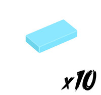 10X Lego 3069 • 1X2 Tile • Fliese • Azurblau • Medium Azure