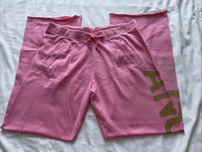 Vintage Y2K Victoria  s Secret Sweatpants Pink Wide Leg Flare Glitter Rhinestones
