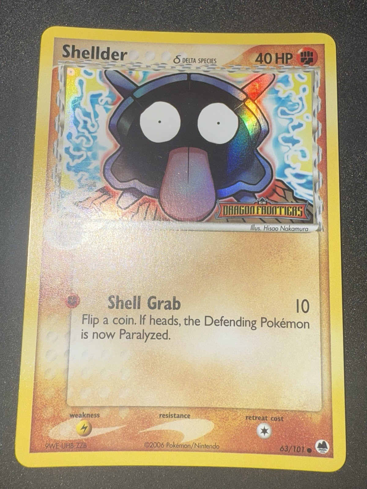 Pokemon Shellder (Delta Species) 63/101 Dragon Frontiers Reverse Holo NM