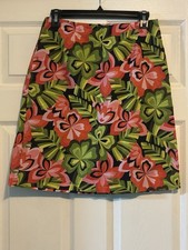 Talbots Floral Skirt Size 4 Tropical Bloom Print Cotton Lined LN
