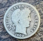 1900 S Barber Dime Silver Circulated United States 10C Coin