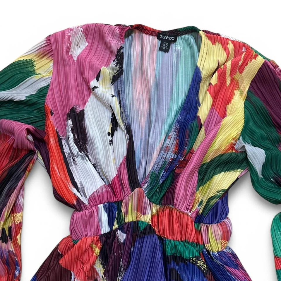 Romper Boohoo Abstrato Plisse Manga Flare, Tamanho 12 - Imagem 3 de 4