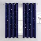 Children Blue Kids Blackout Curtain - Hollow Star Space Inspired Night Sky Tw.