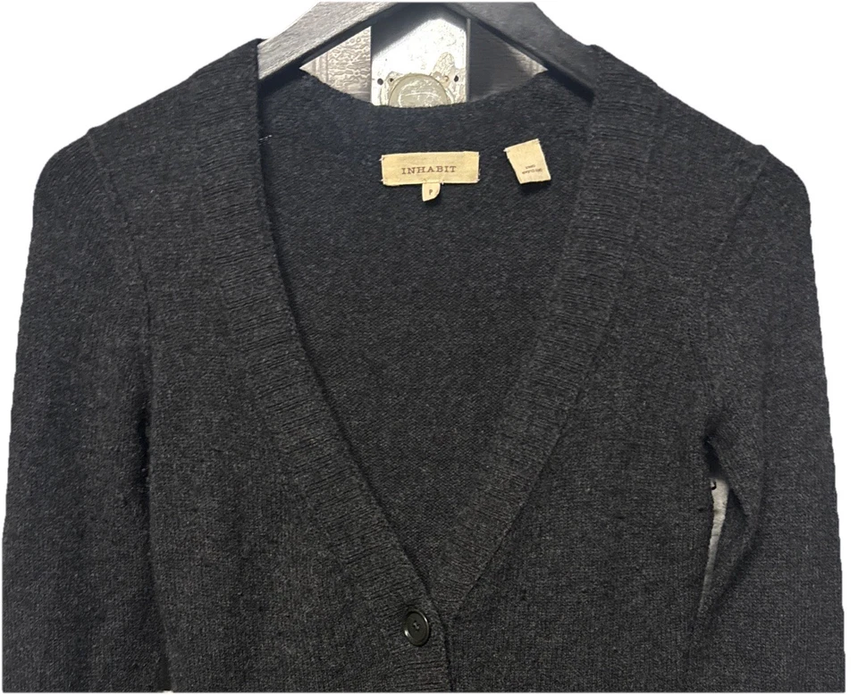 Cárdigan de cachemir para mujer Inhabit gris oscuro prendas de punto de lujo con botones talla S Foto 2 de 4