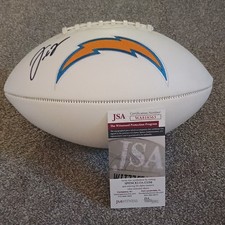 J.C. Jackson Signed Los Angeles Chargers White Panel Football JSA Authenticated