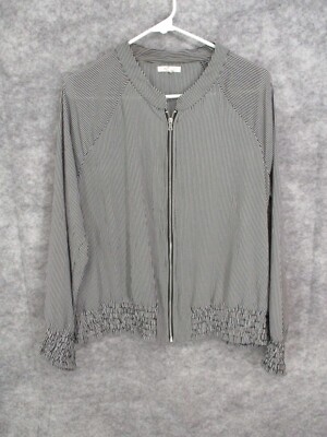 Maurices Women's Top XL Full Zip Sheer See Through Fitted Cuff Hem Striped