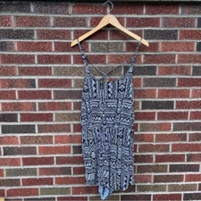 H&M Black and White Aztec Print Strappy Spaghetti Strap Romper