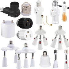 Plug-in Outlet to Socket Adapter Convert Outlet to Light Bulb Socket to E26 E27