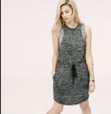 NWT LOFT Lou & Grey Slinky Spacedye Tank Dress in Black Marl, Medium, $59.50