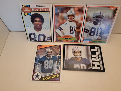 LOT OF 5 TONY HILL 1970s 80s Cards Rookie #182 53 355 241 43 DALLAS COWBOYS WR E
