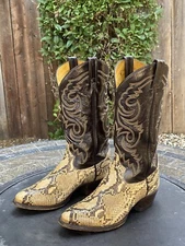 Tony Lama Python Snakeskin Exotic Cowboy Western Boots Mens Size 7.5 D