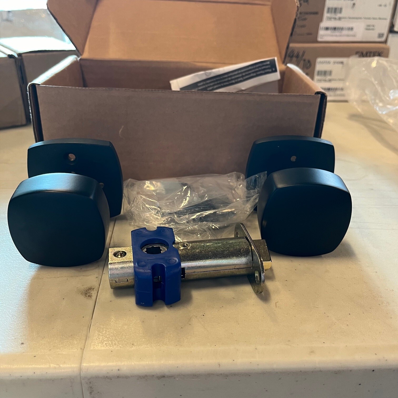 Emtek Freestone Privacy Door Knob Set in Urban Modern Black - 5326FRKUS19-image