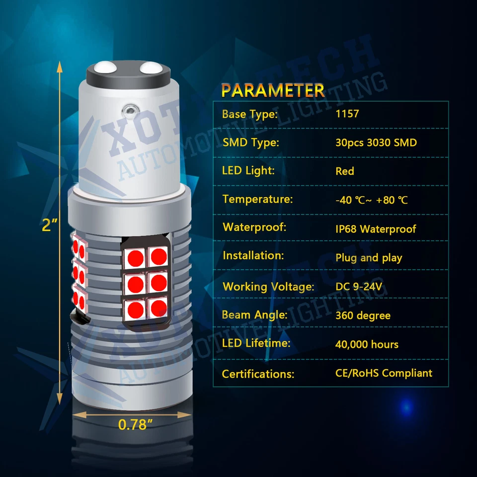 Flash estroboscópico 1157 7528 2357 2057 lâmpadas traseiras de freio de LED para Hyundai KIA - Imagem 2 de 4