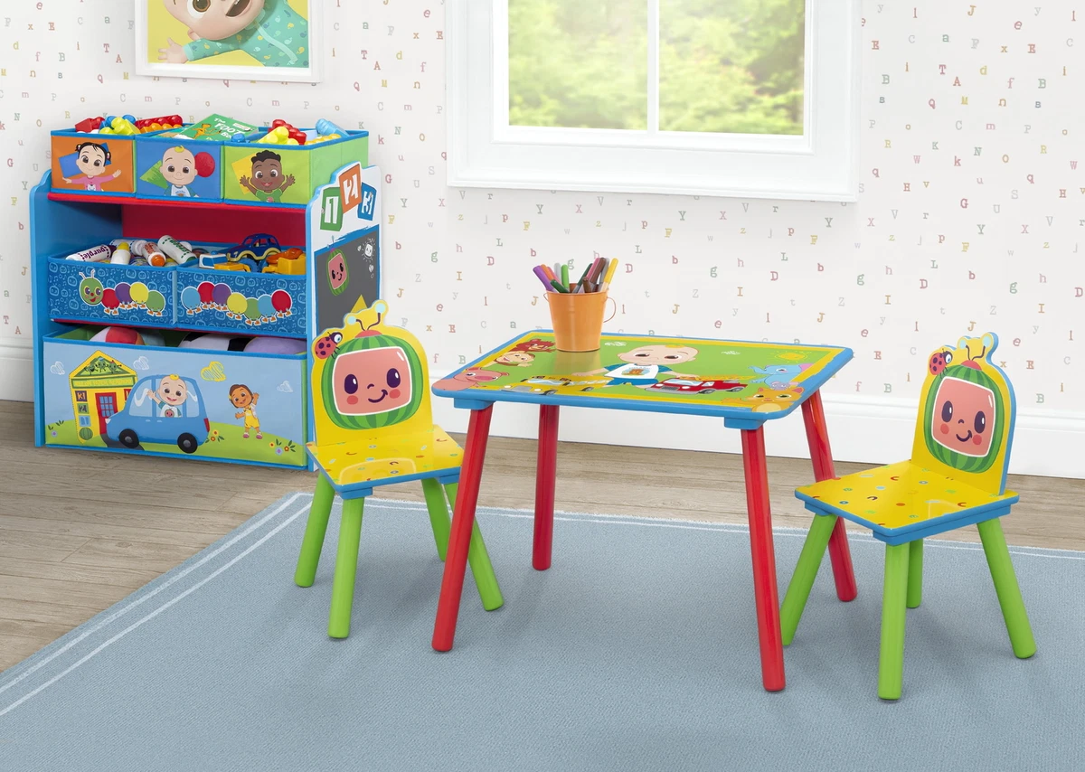 4 Piece CoComelon Toddler Play Table And Chair Set With 6 Bin Toy