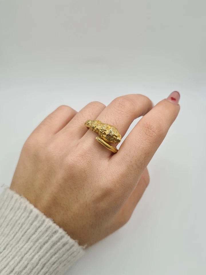 Bague dragon  en or jaune 22 carats Poids: 9.53 g - Photo 2/4