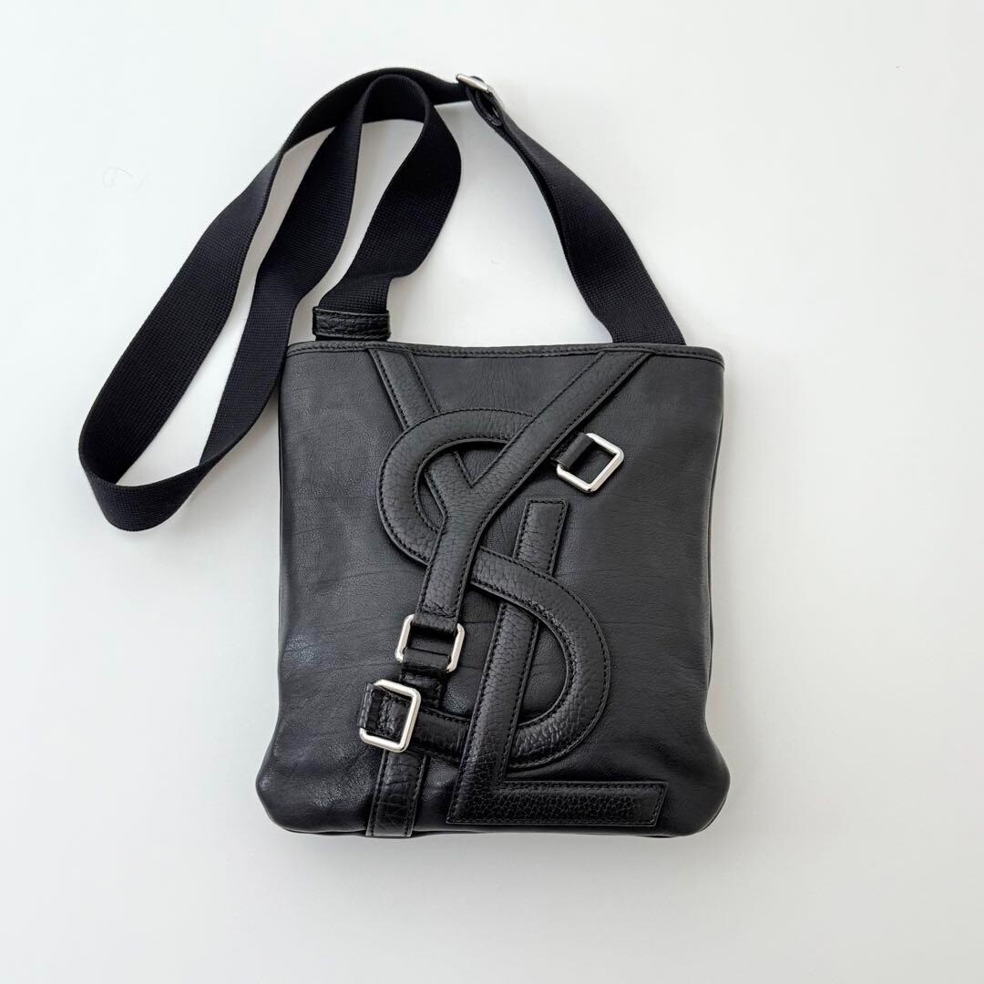 Borsa messenger YVES SAINT LAURENT YSL Limited rive gauch Vavin pelle nera JP