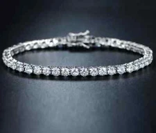 Lab-Created 13 CT Round Cut White Diamond Tennis Bracelet 14K White Gold Finish