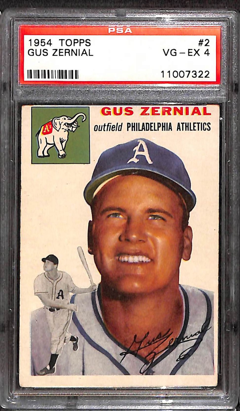1954 TOPPS #2 Gus Zernial PSA 4 VG-EX 11007322