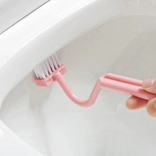 Toilet Cleaning Brush S Shape Portable WC Scrubber Curved Side Bending Handle