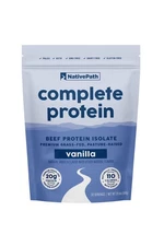 NativePath Beef Protein Powder Isolate, Vanilla, 20g Protein, 30 Servings