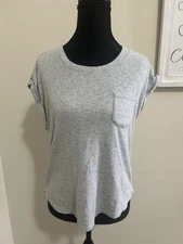 Marled Essentials Tee Women’s Small Gray Short Sleeve With Pocket