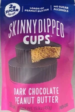 New Skinny Dipped Dark Chocolate Peanut Butter Cups 30 cup 15.9 oz Bag LOW SUGAR