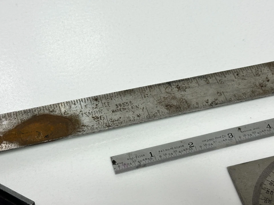7pc USA Precision Machinist Rule Measuring Lot Set Craftsman Square, PEC, Lufkin - Image 3 of 4