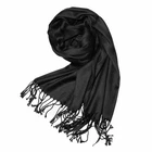 Elegant Fringe Scarf Black Shiny Viscose Shawl Soft Shawl Wrap Unisex