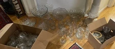 Hagerstown Md - large lot 164 pieces Heisey Glass punch bowls plate pitcher cup
