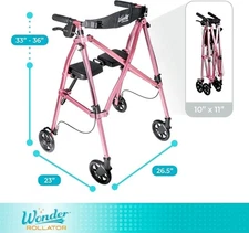 Stander Wonder Able Life Foldable Rollator Walker Regal Rose 4250-RR