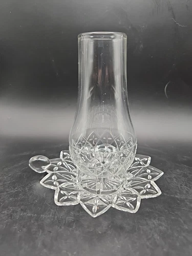 Fairy Lamp Pressed Glass Hurricane Candle Federal Glass Co. 1954-1979 Vintage