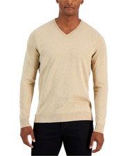Alfani Mens Solid V Neck Pullover Sweater