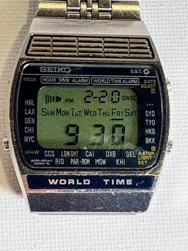 Vintage Seiko Digital Men's World Time Watch  A239-502A Working with New Battery