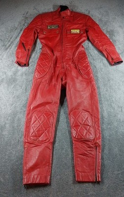 Vintage Lewis Leathers Motorradkombi rot Einteiler Motorrad News Patch LESEN