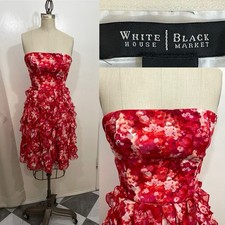 White House Black Market Size 4 Floral Ruffle Dress.