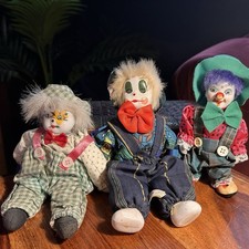 Vintage Porcelain Clown Doll Bundle 3 Figures 15–21cm Circus Collectibles 1990s