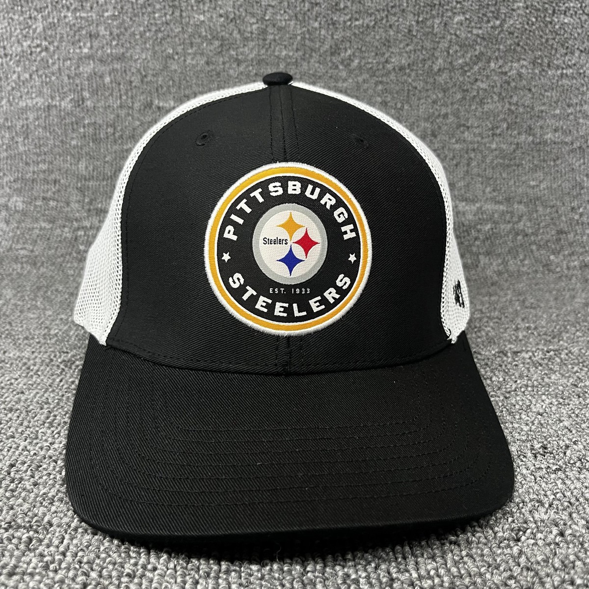 Pittsburgh Steelers '47 Brand Franchise Mesh Trucker Hat Black White Stretch Fit
