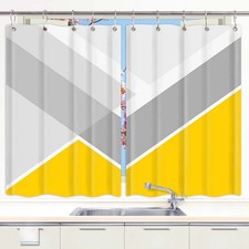 Abstract Yellow Modern Kitchen Curtains Window Drapes 2 Panel Set with Hooks