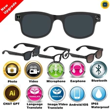 Bluetooth Smart Sunglasses Headphones With Stereo Speaker Smart Glasses Mic US
