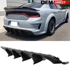 For 20-23 Dodge Charger Widebody Rear Bumper Diffuser Matte Black PP - V3 Style
