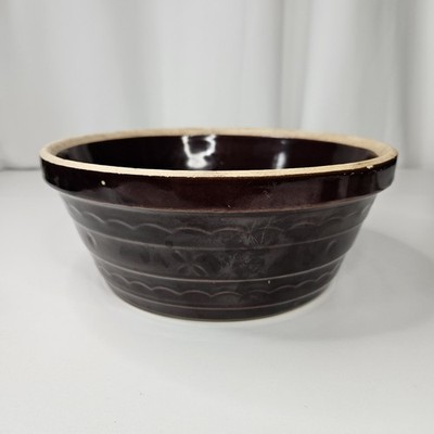 Vintage Marcrest Brown Glazed Daisy & Dot 9.5'' Stoneware Mixing Serving Bowl