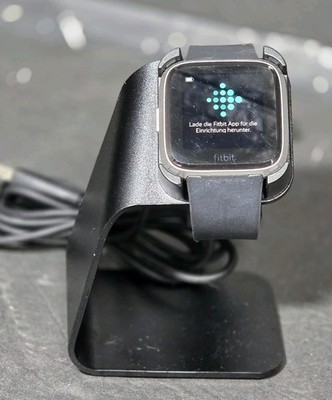 Fitbit Versa Lite FB415 Smart Watch Fitness Tracker Silver Black With Charger.  